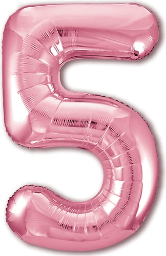 Шар фольга Agura Slim, цифра 5 'Розовая', 40', индивид. уп., европодвес, 755396