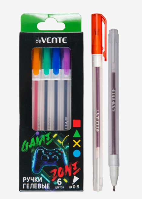Набор ручек гелевых 'deVENTE. Gamer' 06 шт, 6 цветов, d=0,5 мм, 5051531