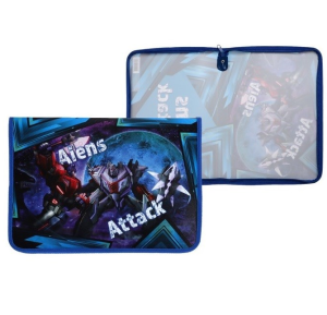 Папка для тетрадей А4 , молния вокруг , АТАКА РОБОТОВ, ПМ-А4-04