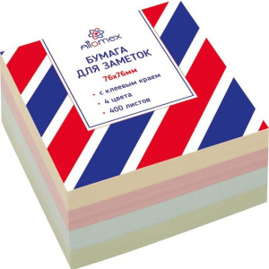 Клейкая бумага для заметок "Attomex" 76x76 мм, 400 листов, офсет 75 г/м², 5 неоновых цветов. 2010205