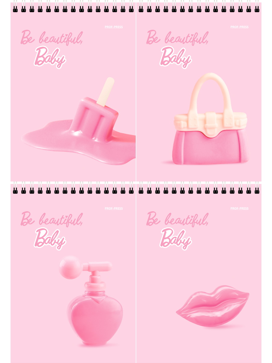 БЛОКНОТ А6, 40 листов, на гребне BE BEAUTIFUL, ассорти, клетка, Б40-3666