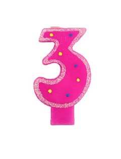 Свеча-цифра, 8 см, с глиттером, дизайн ассорти, СВ-8