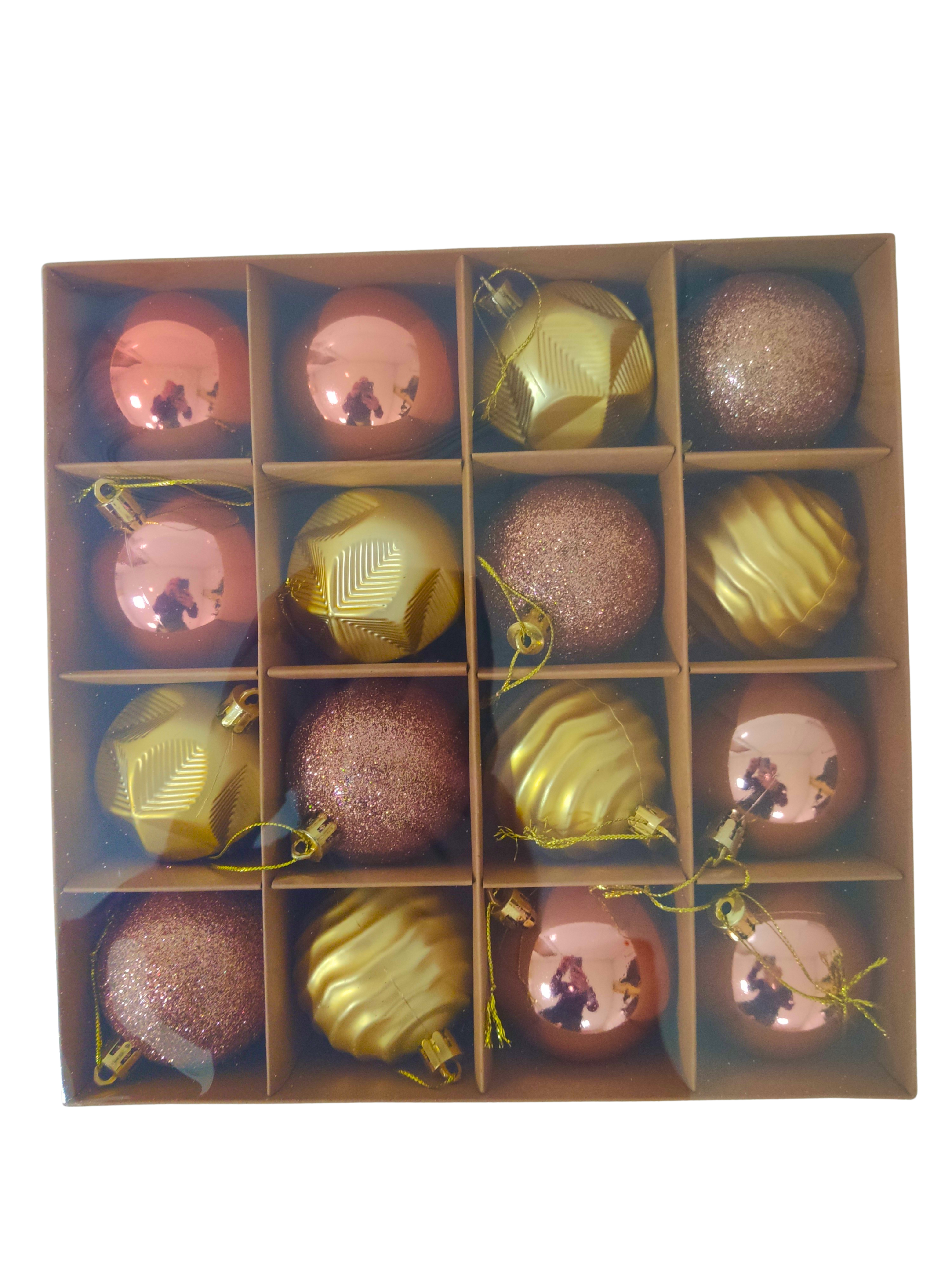 Набор новогодних шаров, (16 шт/уп), цвета ассорти, 6 см, 6163-11