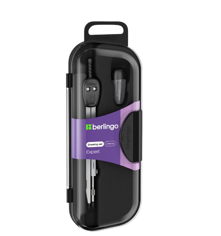 Готовальня Berlingo Expert, 2 предмета, циркуль 135 мм, пластиковый футляр, DS_20202 