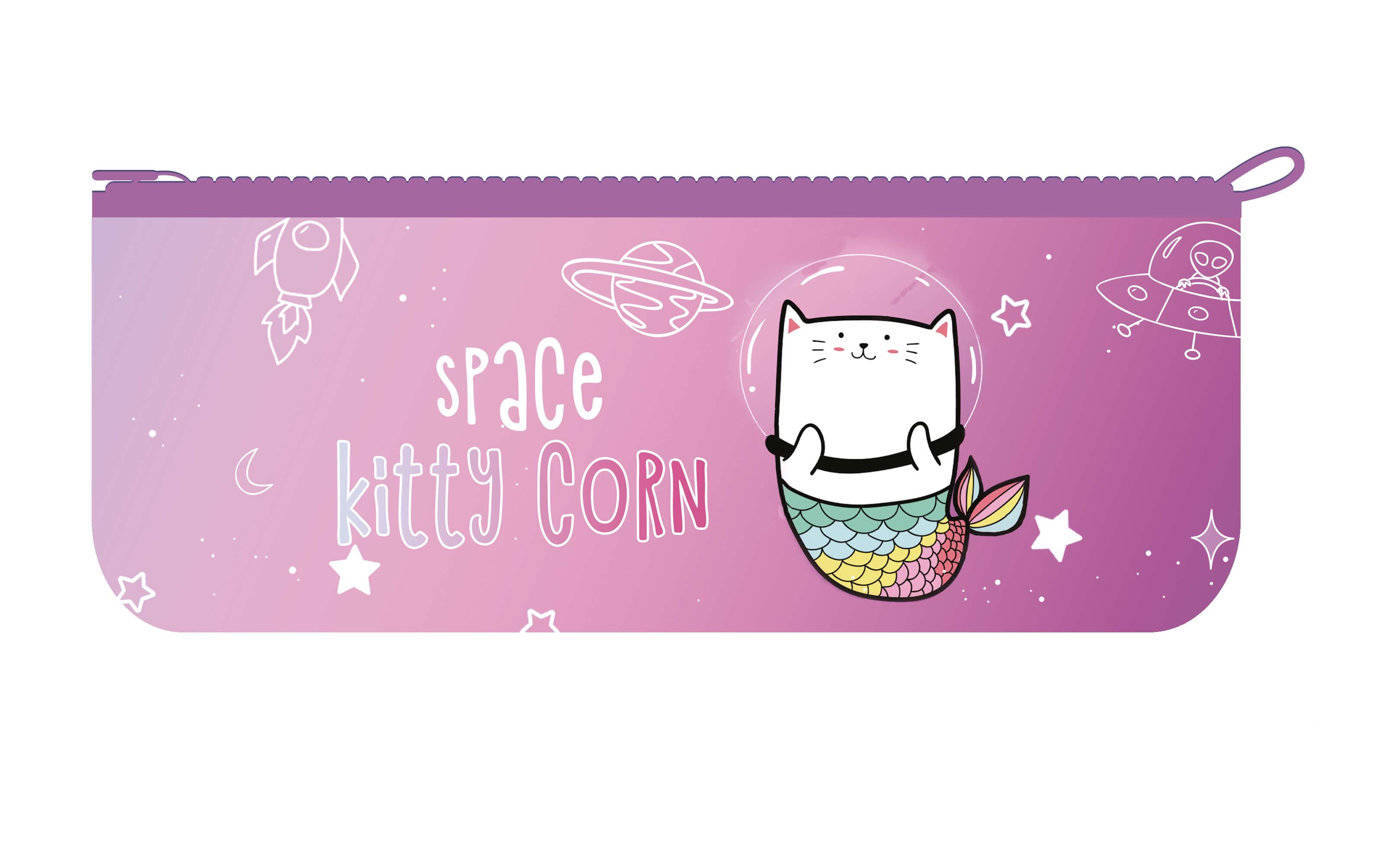 Пенал-косметичка на молнии малый , 'KITTY CORN', К-2