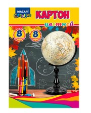 Набор цветного картона немелованного, 8 листов, 8 цветов, А4, в папке, M-16181