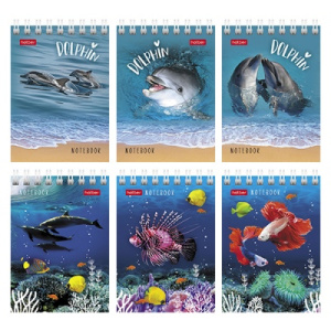 Блокнот "Hatber.Подводный мир", А7 , 40 листов , клетка , на спирале , ассорти, 40Б7В1гр-081192