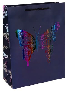 Пакет подарочный Drim cards "Необычная бабочка" 26х33х14 L матовая ламинация глиттер ППК-5405