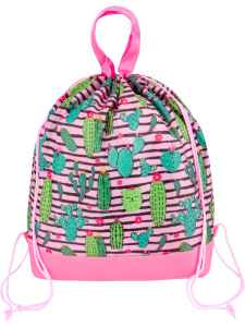 Сумка для сменной обуви на завязке "Кактусы" , 36х43 см , текстиль, СМ-1128