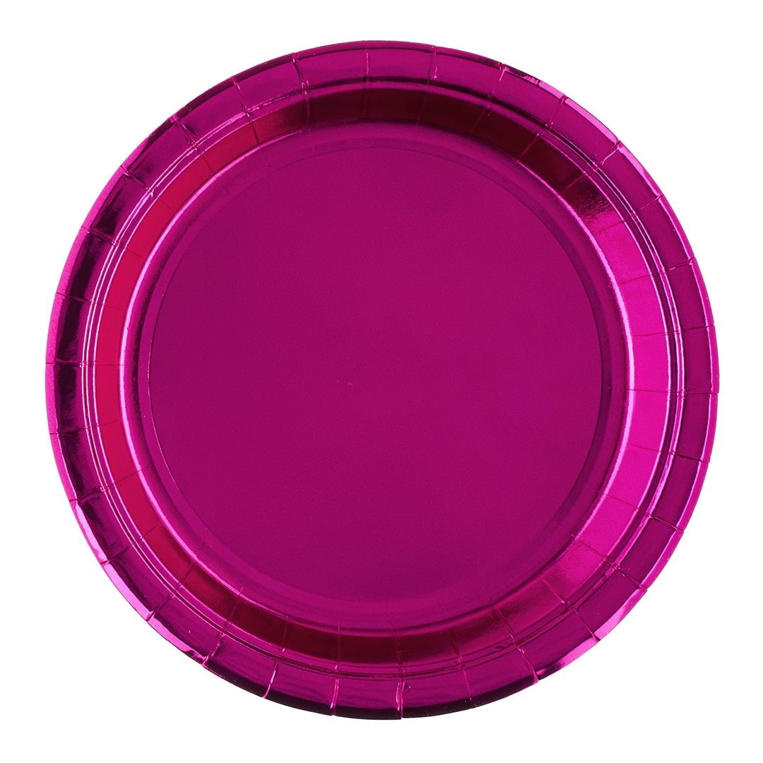 Тарелки (9'';23 см) Фуксия, Металлик, 6 шт., 6231873