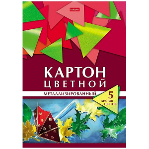 Картон цветной А4 , "Hatber.Геометрия цвета", металлизированный 5 листов , 5 цветов , 067240