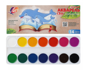 Акварель "Луч" ZOO 14 цв медовая , без кисти , картонная упаковка, 22С1418-08