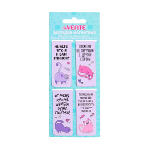 Набор закладок для книг "deVENTE.Witty Kitty", магнитных бумажных , 4/шт в упаковке, 8065227