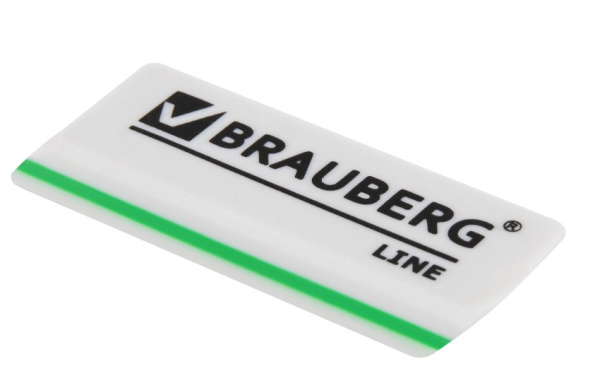 Ластик 'BRAUBERG LINE' 57х18х8 мм, белый, прямоугольный, скошенные края, 221036
