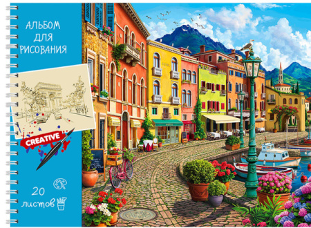 Альбом для рисования , А4 , 20 листов "Яркая улица", 20-5454