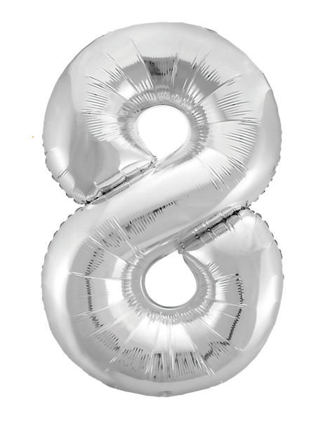Шар фольга Agura Slim, цифра 8 'Серебро', 40', индивид. уп., европодвес, 754580